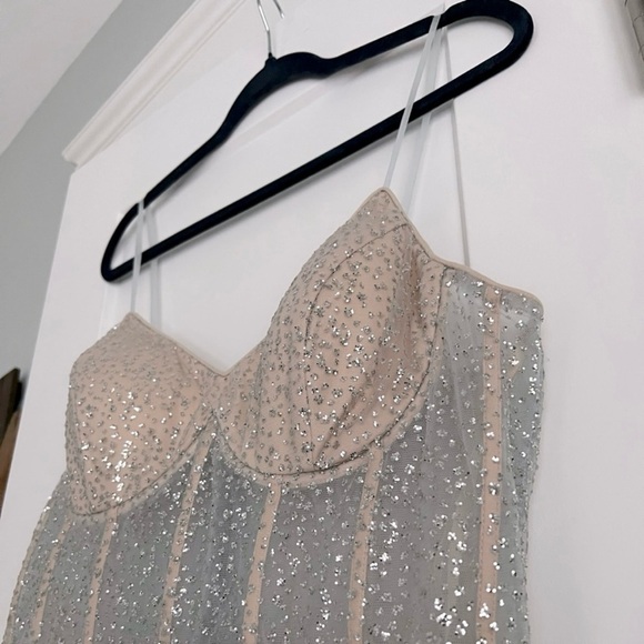 Ieena for Mac Duggal 12 Bustier Crystal Gown 261861 Blue Silver Cinderella - Picture 6 of 16